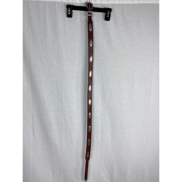 Vintage Canterbury Belt Brown Leather Silver Tone Medallion Western Rodeo Boho - Picture 5 of 8